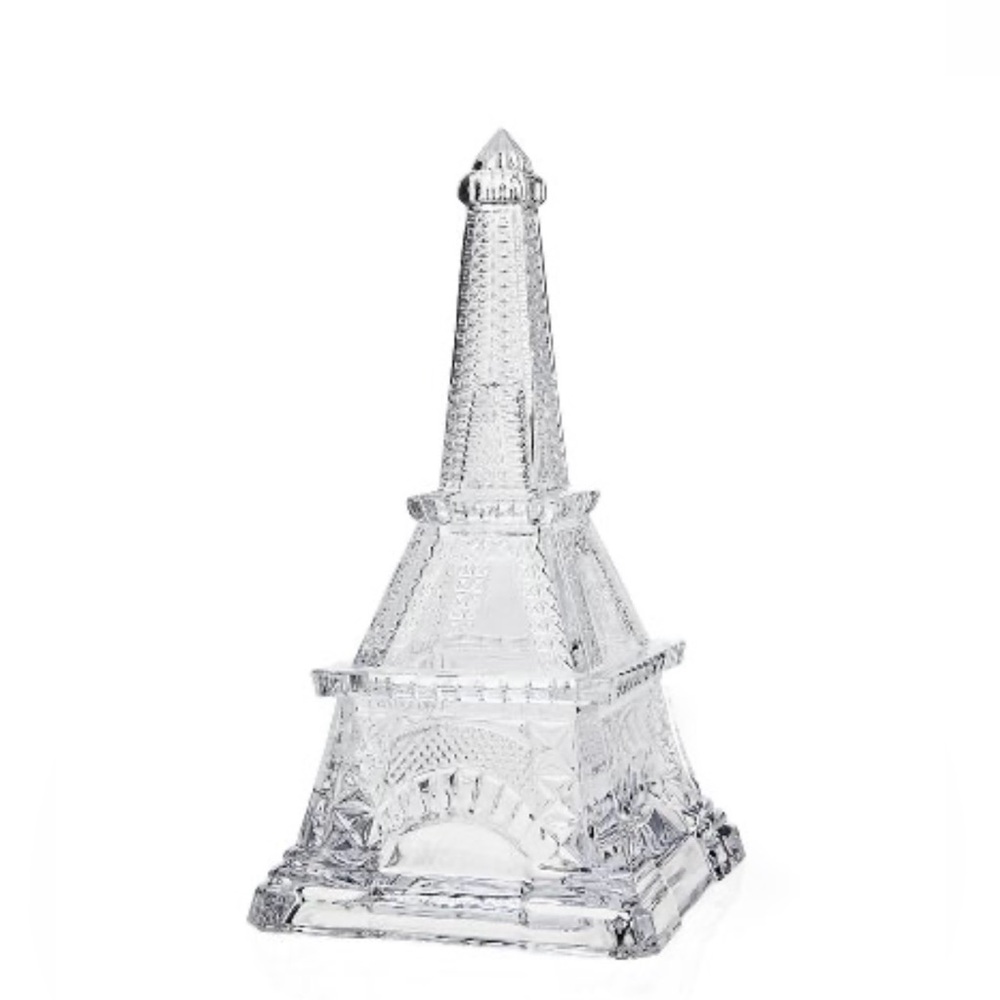 Godinger shannon Eiffel Tower 8” Clear Crystal Cover Box new w/ box